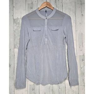 Karen Millen Icy Blue Sheer Shoulder Top Sz. 6